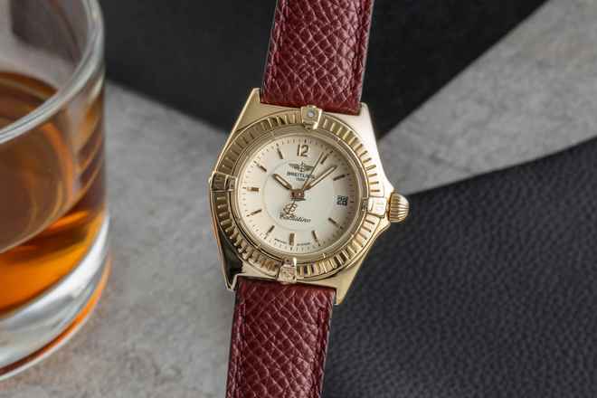  Breitling Callistino 18k (0,750) Gold Quarz Damenuhr Ref. K52043 Papiere 1993 