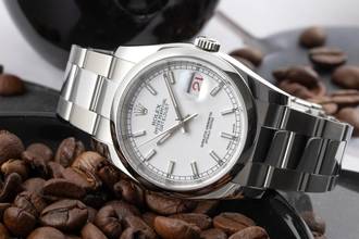 Thumbnail von Rolex Datejust 36 White Dial Roulette-Date Stahl Automatik Herrenuhr Ref. 126200