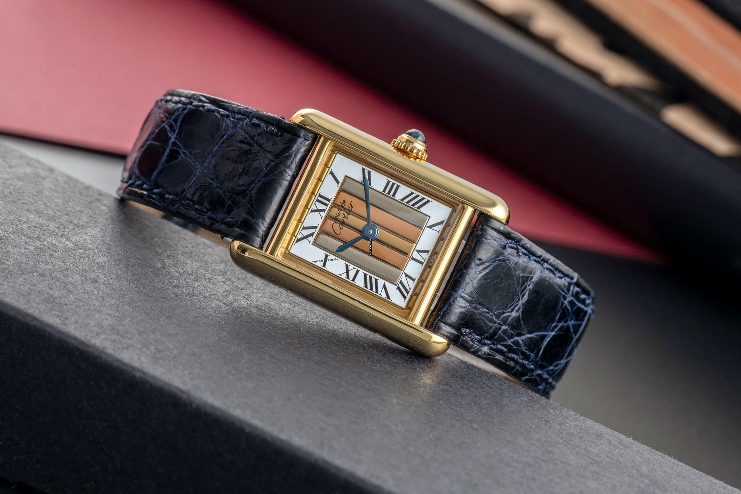 Thumbnail von Cartier Tank Vermeil must Tank SM Vermeil Trinity Dial 925 Silber Damenuhr Ref. 5057001