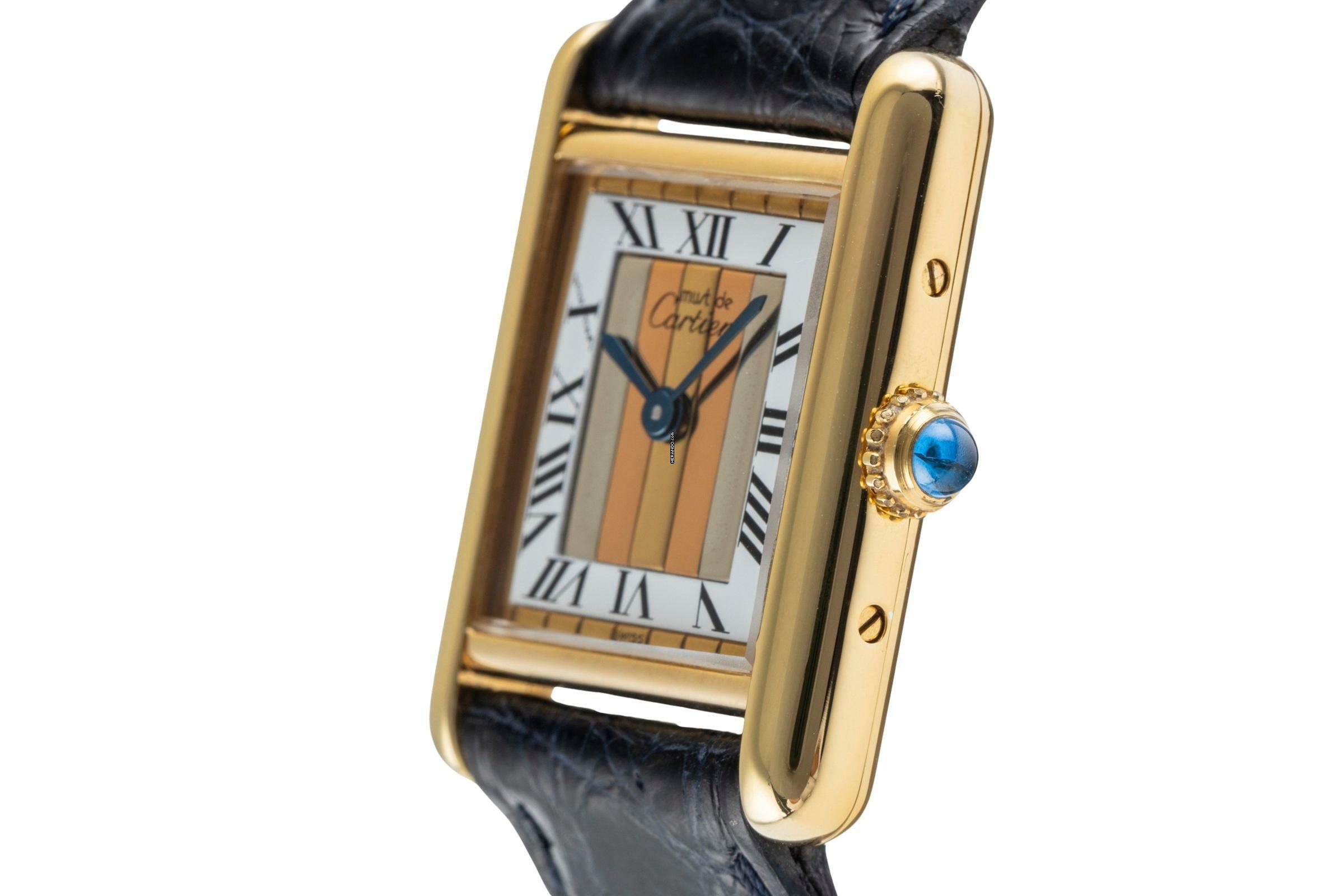 Thumbnail von Cartier Tank Vermeil must Tank SM Vermeil Trinity Dial 925 Silber Damenuhr Ref. 5057001