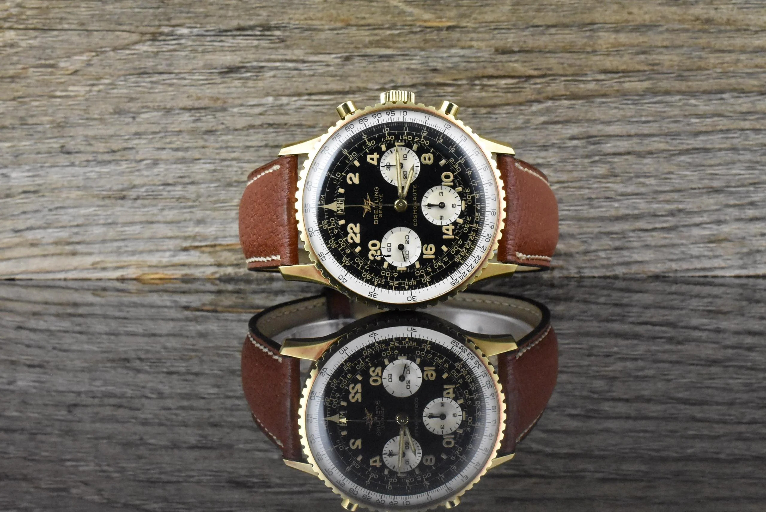  Breitling Navitimer Cosmonaute 809 Gold Plated - Authentic Vintage Handaufzug 