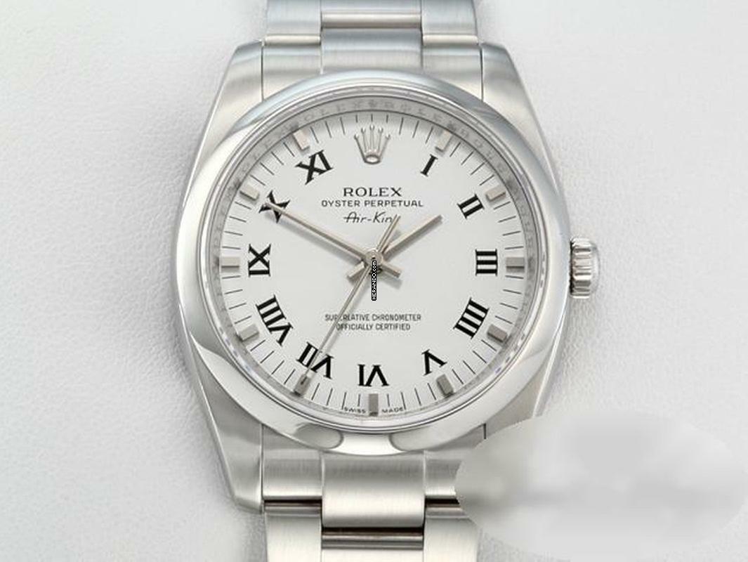 Rolex Air King 34mm Medium 114200 2009 Edelstahl Automatik Stahl Stainless Steel Oyster-band Chronometer White Dial 