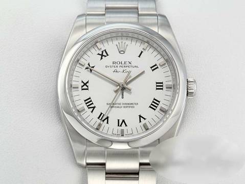  Rolex Air King 34mm Medium 114200 2009 Edelstahl Automatik Stahl Stainless Steel Oyster-band Chronometer White Dial 