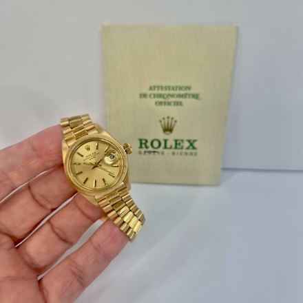  Rolex Lady-Datejust Presidente Bark Finish Full Gold 26mm Automático Completo 