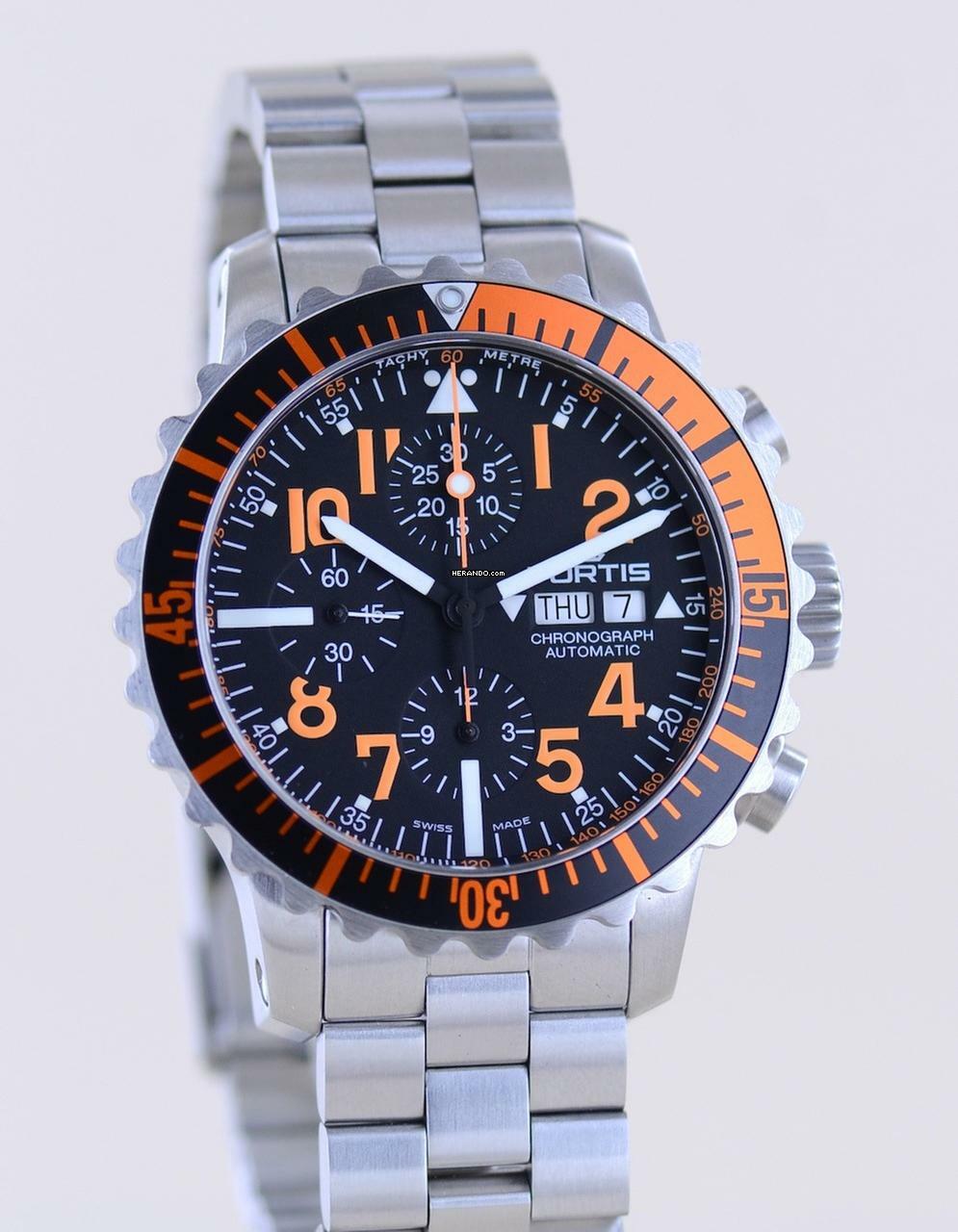 Thumbnail von Fortis B-42 Day Date Chronograph Marinemaster Automatic 7750 black orange Dial B+P