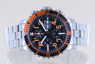 Thumbnail von Fortis B-42 Day Date Chronograph Marinemaster Automatic 7750 black orange Dial B+P
