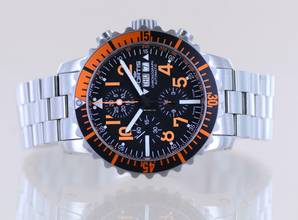 Thumbnail von Fortis B-42 Day Date Chronograph Marinemaster Automatic 7750 black orange Dial B+P