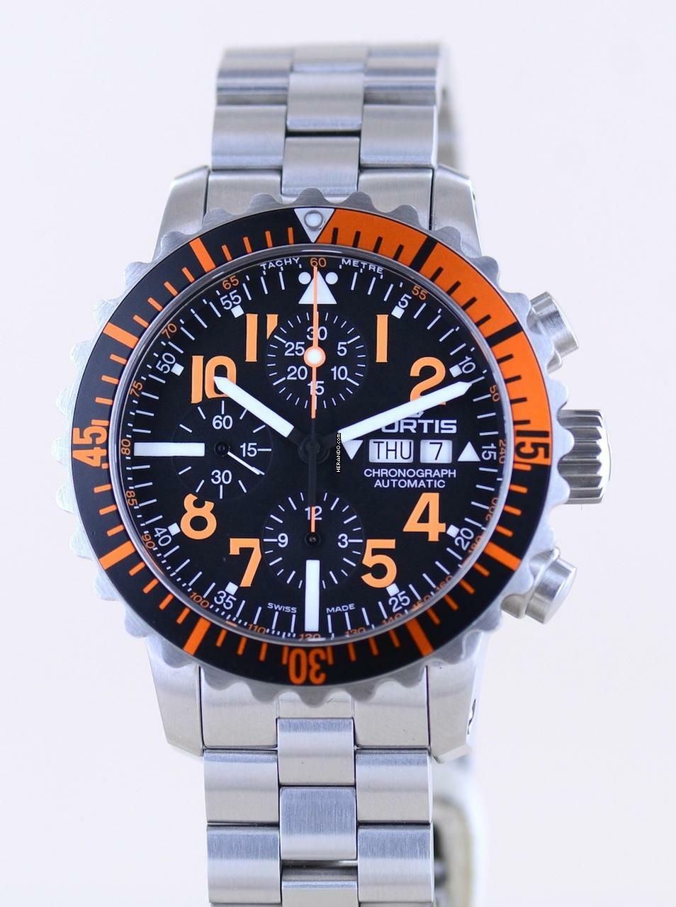 Thumbnail von Fortis B-42 Day Date Chronograph Marinemaster Automatic 7750 black orange Dial B+P