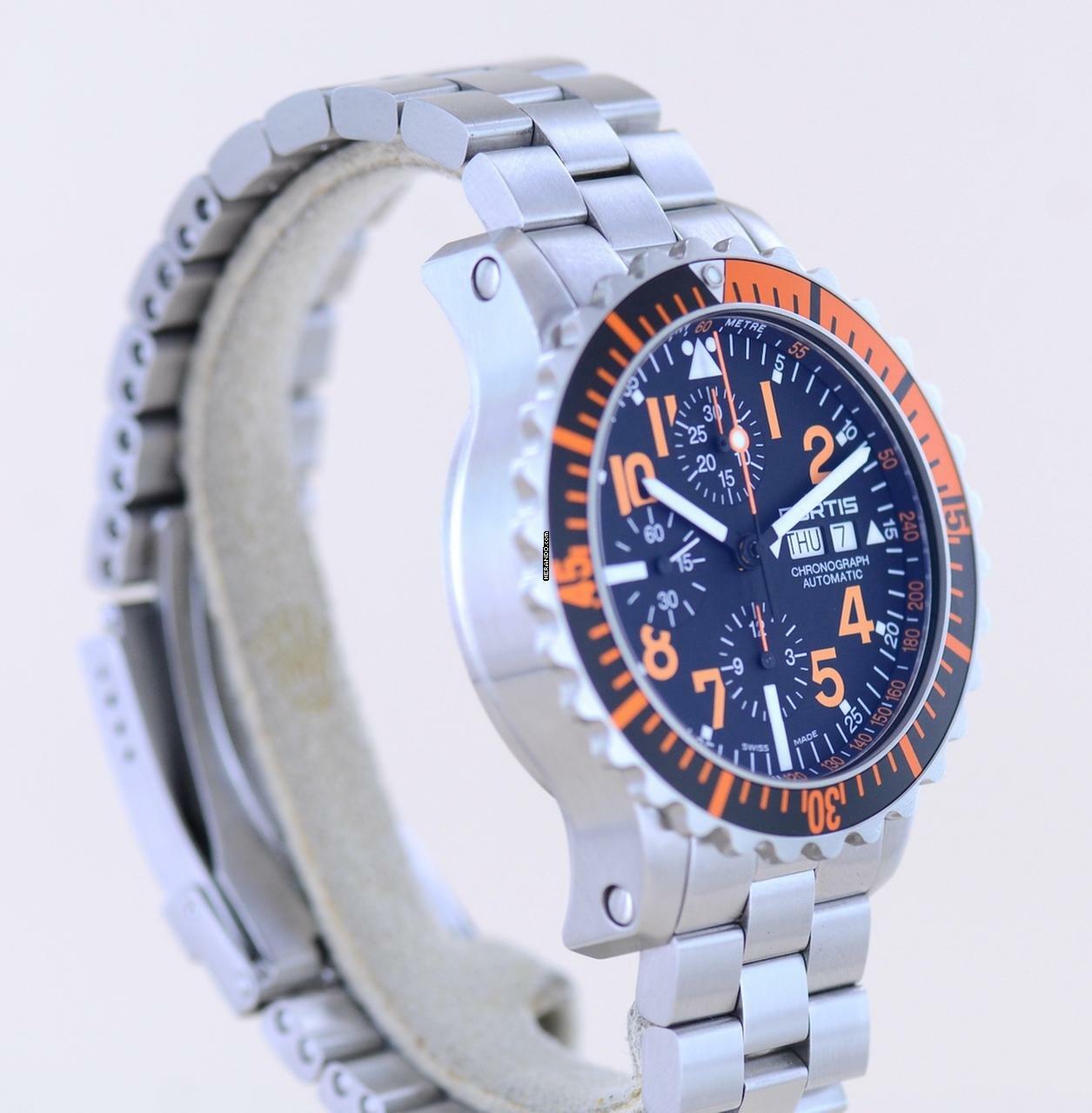 Thumbnail von Fortis B-42 Day Date Chronograph Marinemaster Automatic 7750 black orange Dial B+P