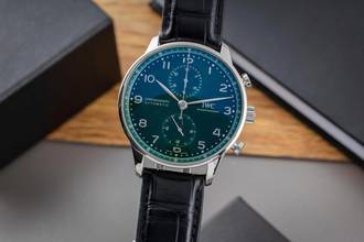 Thumbnail von IWC Portugieser Chronograph Green Dial Stahl Automatik Herrenuhr IW371615 B&P