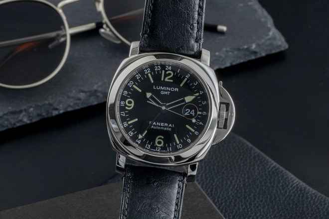  Panerai Luminor GMT Automatic 44 Stahl Automatik Herrenuhr Ref. PAM00063 B&P 2001 