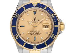 Thumbnail von Rolex Submariner Date Sultan Diamanten Ref.16613 1988 Full Set sehr gut Vintage