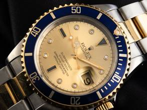 Thumbnail von Rolex Submariner Date Sultan Diamanten Ref.16613 1988 Full Set sehr gut Vintage