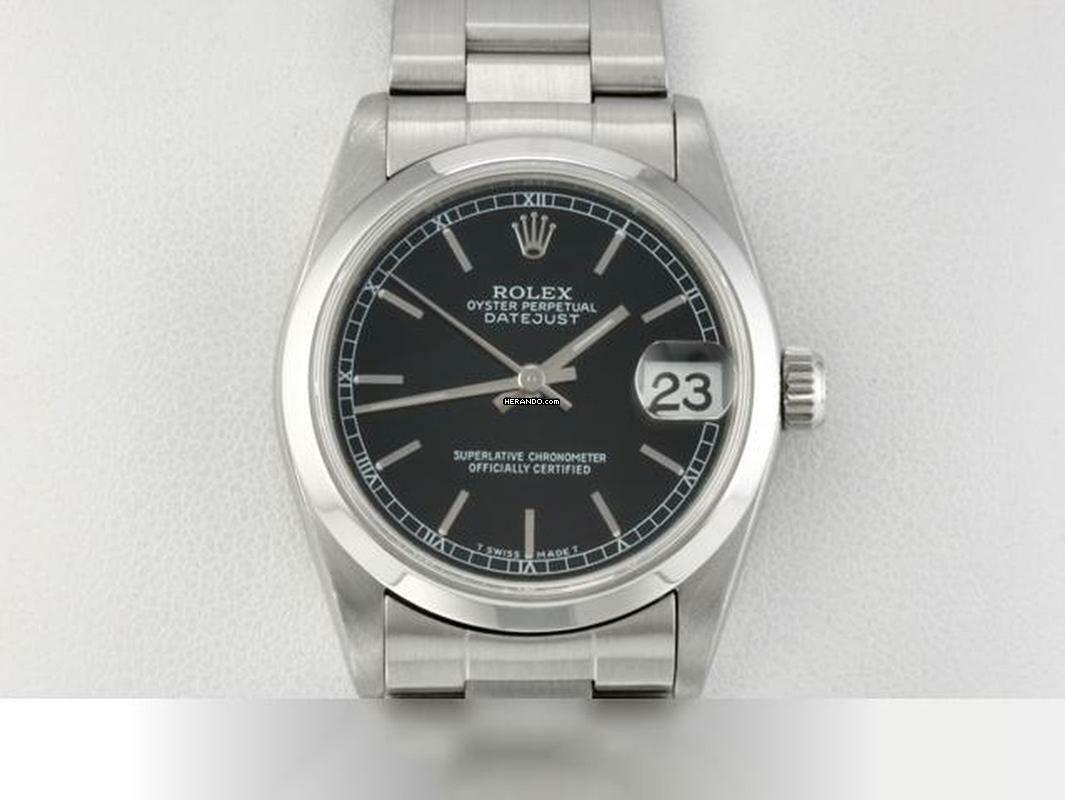 Rolex Datejust 31 31mm 1998 Edelstahl Automatik Damenuhr Stahl Stainless Steel Oyster-band Chronometer Black Dial