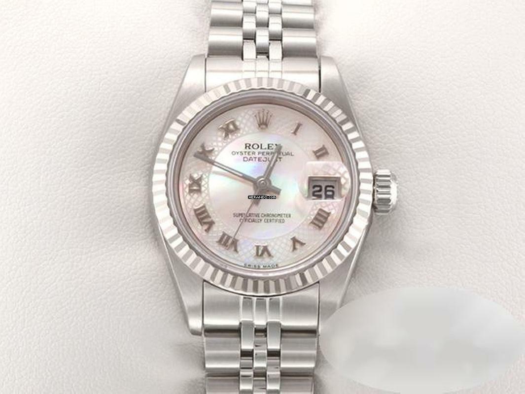 Rolex Lady-Datejust Edelstahl Weissgold 750 Perlmutt Automatik Stahl Gold Damen Stainless Steel 18kt White Gold Jubilé-band Chronometer Oyster