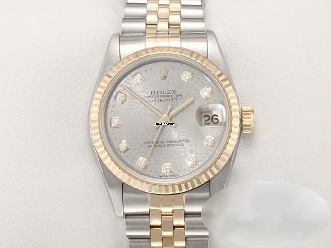  Rolex Datejust 31 Stahl Gelbgold 750 Diamanten Automatik Gold Stahl Stainless Steel 18kt Yellow Gold Jubilé-band Chronometer Oyster White Dial 