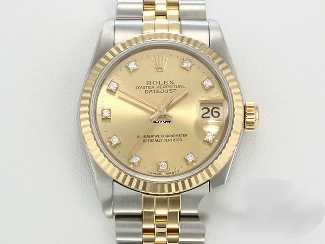 Rolex Datejust 31 Stahl Gelbgold 750 Diamanten Automatik Gold Stahl Stainless Steel 18kt Yellow Gold Jubilé-band Chronometer Oyster