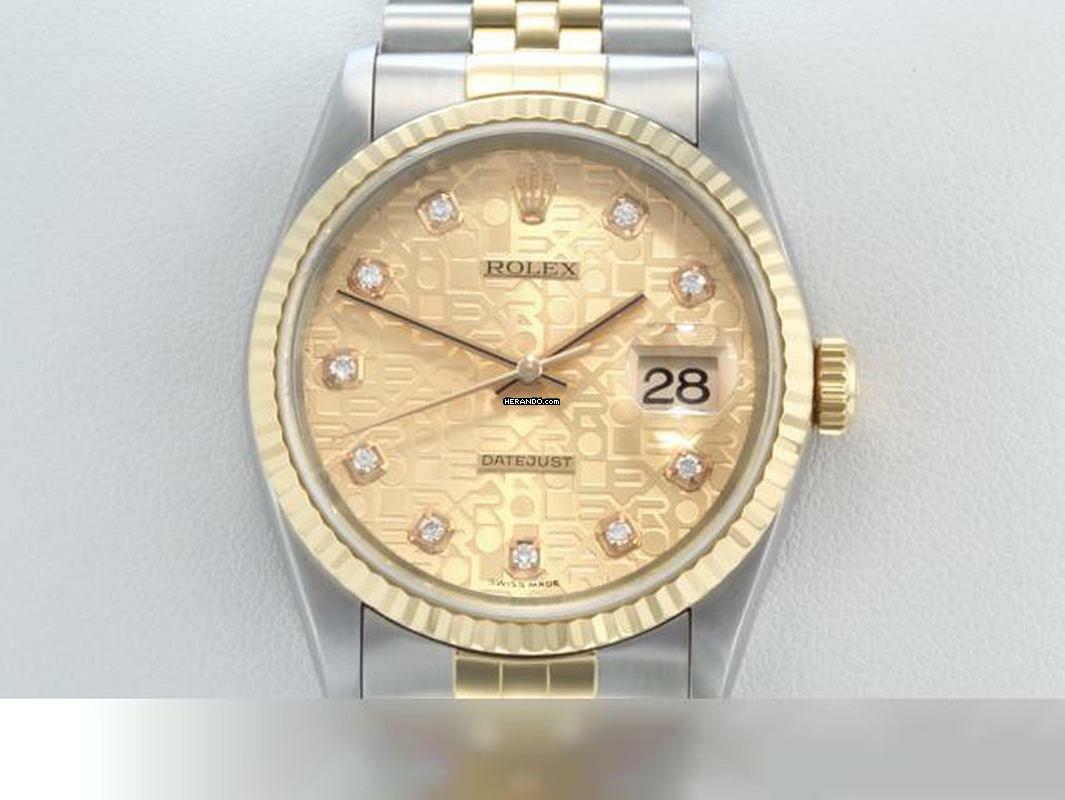  Rolex Datejust 36 36mm 16233 2001 Stahl Gelbgold 750 Diamanten Automatik Stainless Steel 18kt Yellow Gold Jubilé-band Chronometer Oyster 