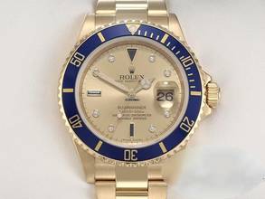 Thumbnail von Rolex Submariner Date 16618 2007 Sultan Gelbgold 750 Automatik Diamanten Saphir 18kt Yellow Gold Oyster-band Chronometer