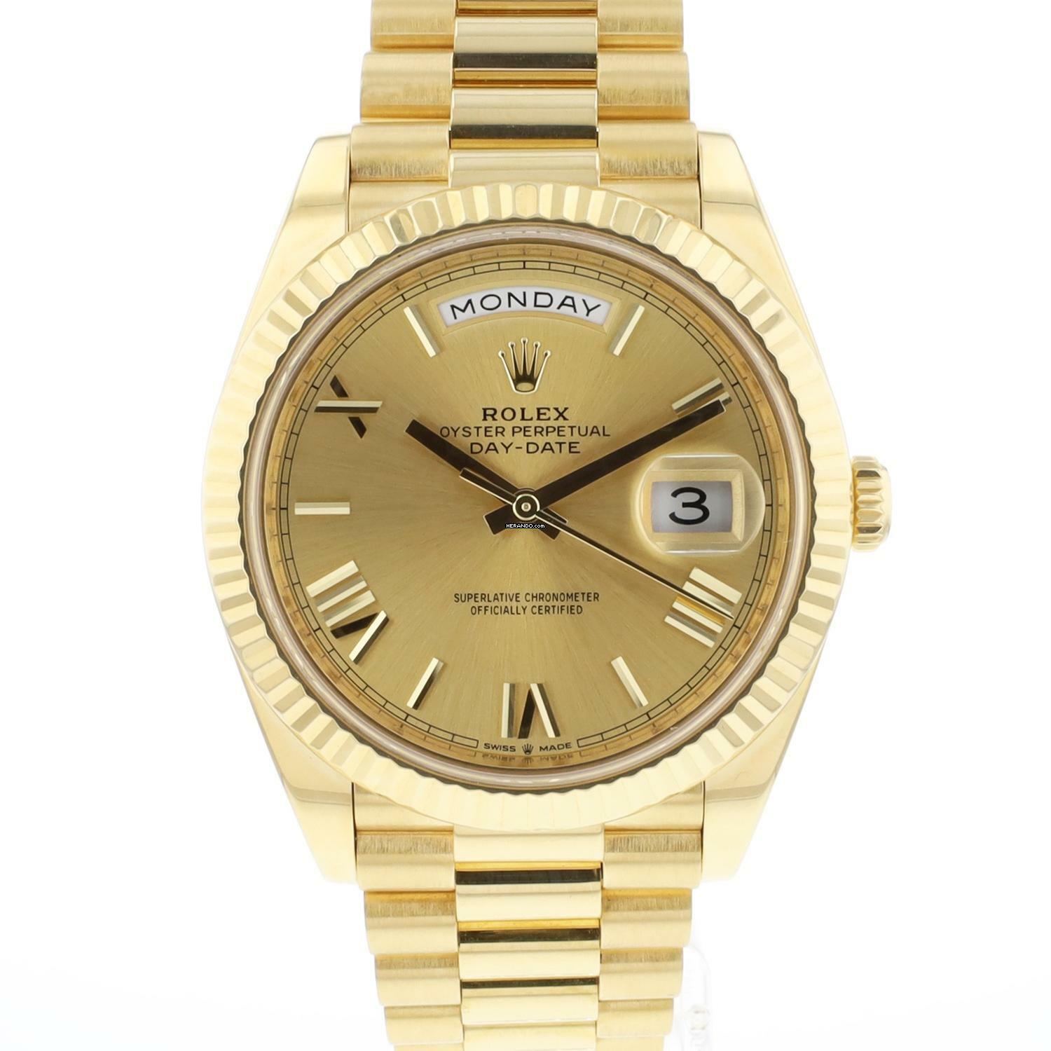  Rolex Day-Date 40 Yellow Gold Champgane Roman Dial 