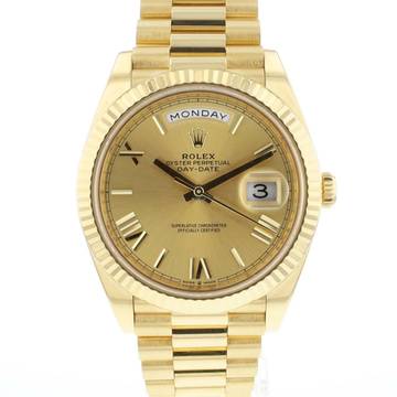  Rolex Day-Date 40 Yellow Gold Champgane Roman Dial 