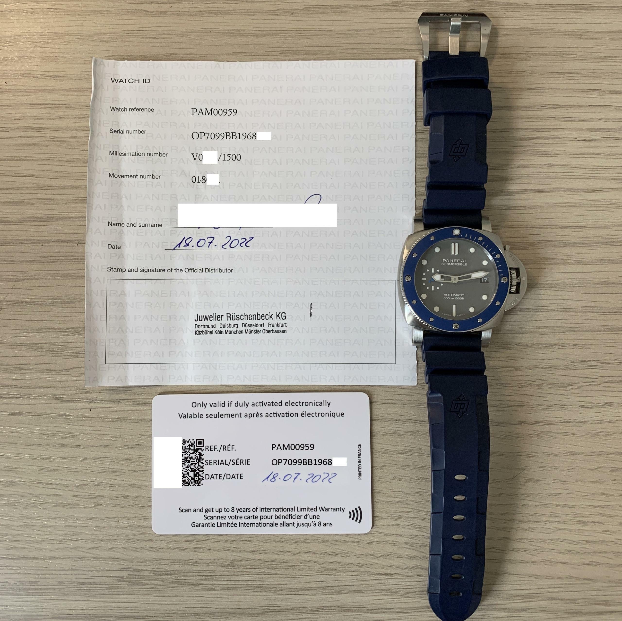 Thumbnail von Panerai Luminor Submersible PAM00959 Grey 42MM Automatic like NEW