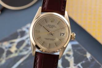 Thumbnail von Rolex Oyster Perpetual Date 18k Gold Damenuhr Ref.6624 vintage Klassiker
