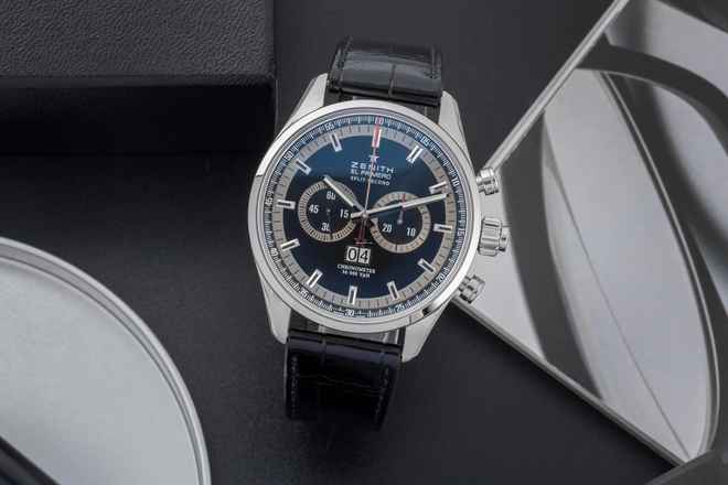  Zenith El Primero Rattrapante Chronograph Stahl Ref 03.2050.4026/91.C714 Papiere 