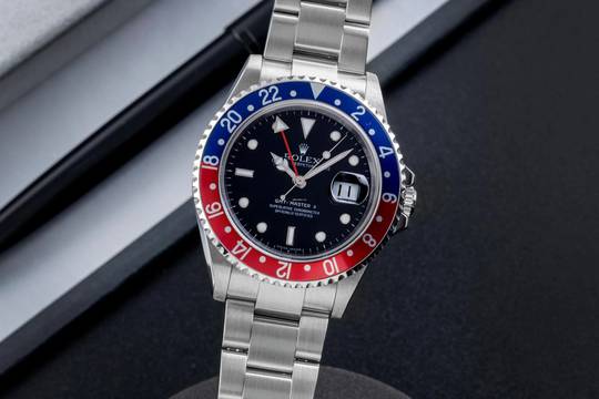  Rolex GMT-Master II Pepsi Stahl Automatik Herrenuhr 16710 T B&P 2007 LC 100 