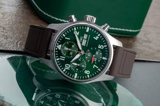 Thumbnail von IWC Fliegeruhr Chronograph Pilot Chronograph Green Stahl Automatik Ref. IW388103 B&P 2021