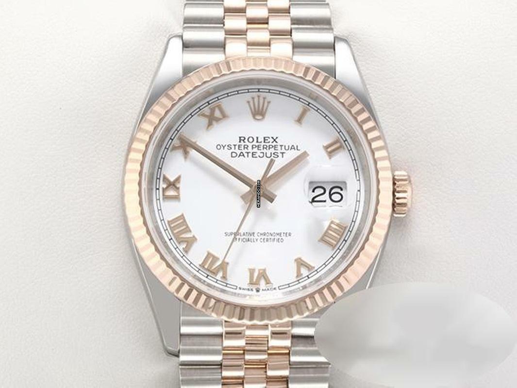 Rolex Datejust 36 36mm 126231 2020 Edelstahl Rosegold 750 Automatik Stainless Steel 18kt Rose Gold Jubilé-band Chronometer Oyster White Dial