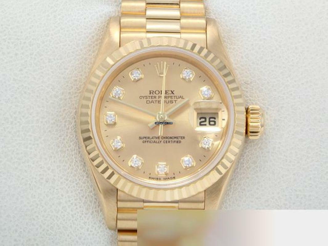 Rolex Lady-Datejust Gelbgold 750 Diamanten 1996 Automatik 18kt Yellow Gold Damen President-band Chronometer Oyster