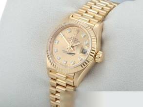 Thumbnail von Rolex Lady-Datejust Gelbgold 750 Diamanten 1996 Automatik 18kt Yellow Gold Damen President-band Chronometer Oyster