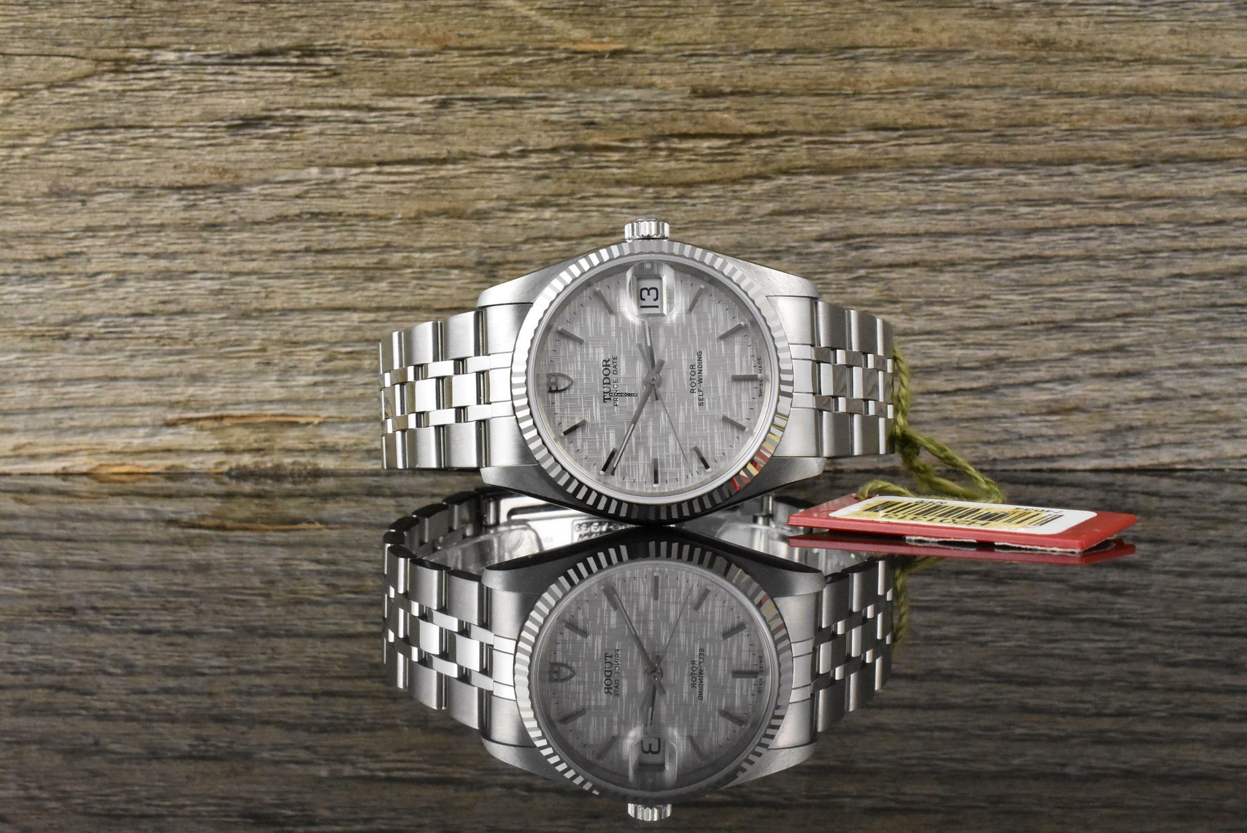  Tudor Prince Date 74034 NOS / UNGETRAGEN - Silver Linen Dial - Full Set 