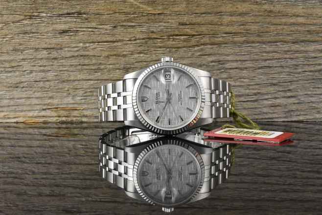  Tudor Prince Date 74034 NOS / UNGETRAGEN - Silver Linen Dial - Full Set 