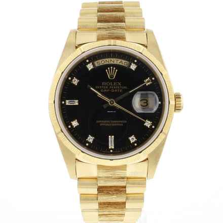  Rolex Day-Date 36 Yellow Gold Bark Finish Diamonds 