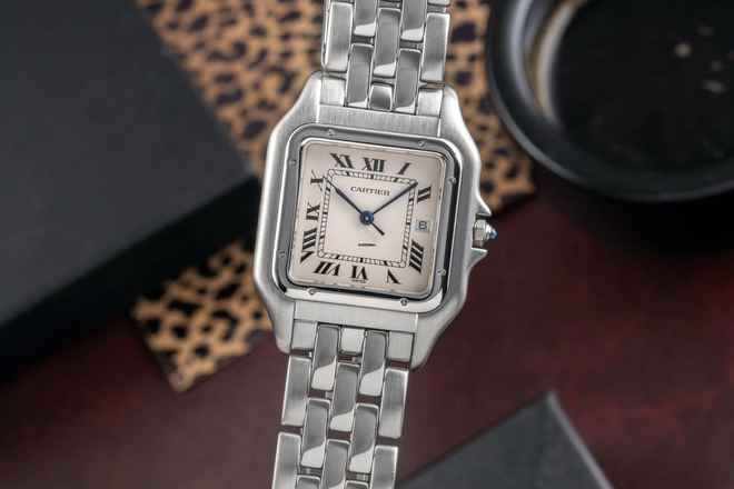  Cartier Panthère Jumbo Stahl Quarz Silver Roman Dial Ref. W25032P5 