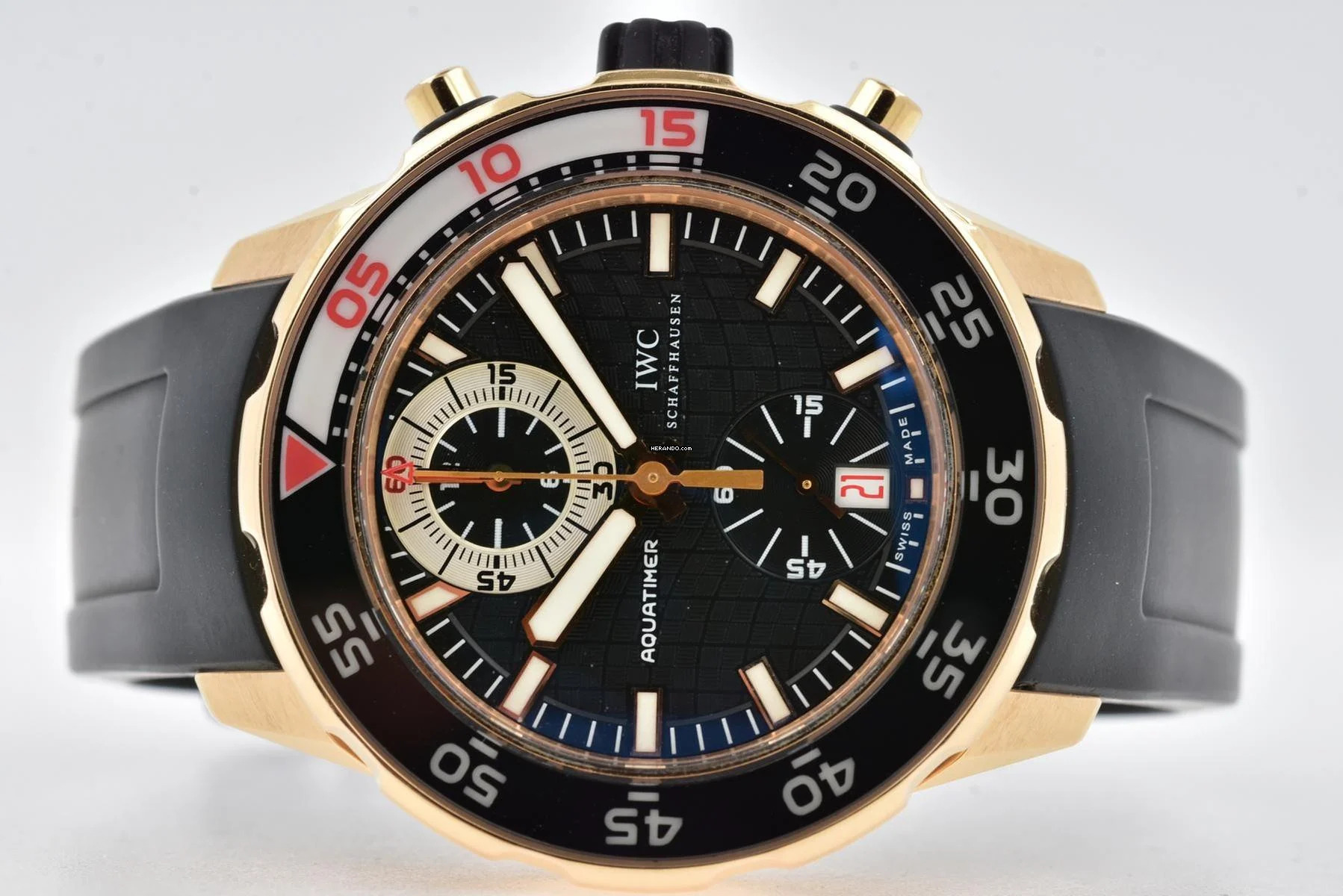 IWC Aquatimer Chronograph IW376903 18k Rosé Gold Black Dial Rubber