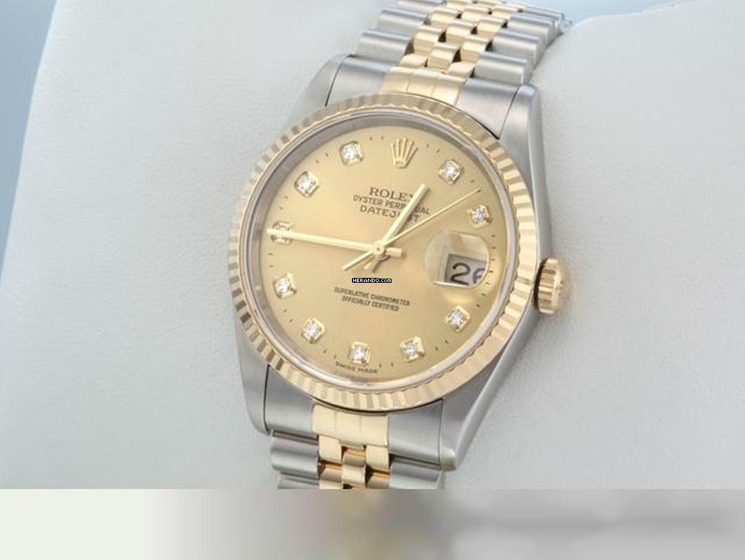 Rolex Datejust 36 36mm 16233 1997 Stahl Gelbgold 750 Diamanten Automatik Stainless Steel 18kt Yellow Gold Jubilé-band Chronometer Oyster
