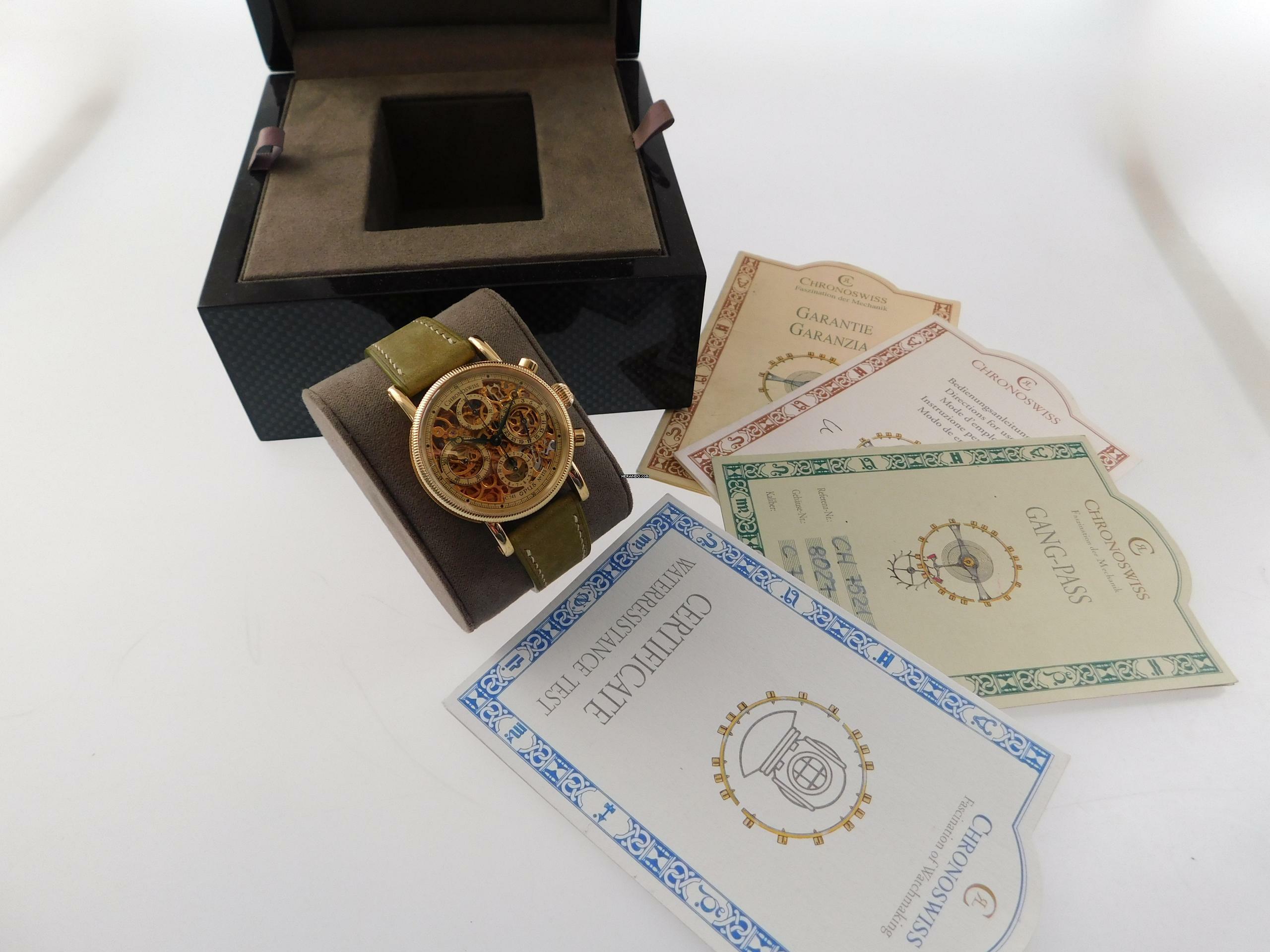 Thumbnail von Chronoswiss Opus Skeleton massiv 18 Karat Gelbgold mit allen Papieren wie Neu Selten Skeletiert original Papiere