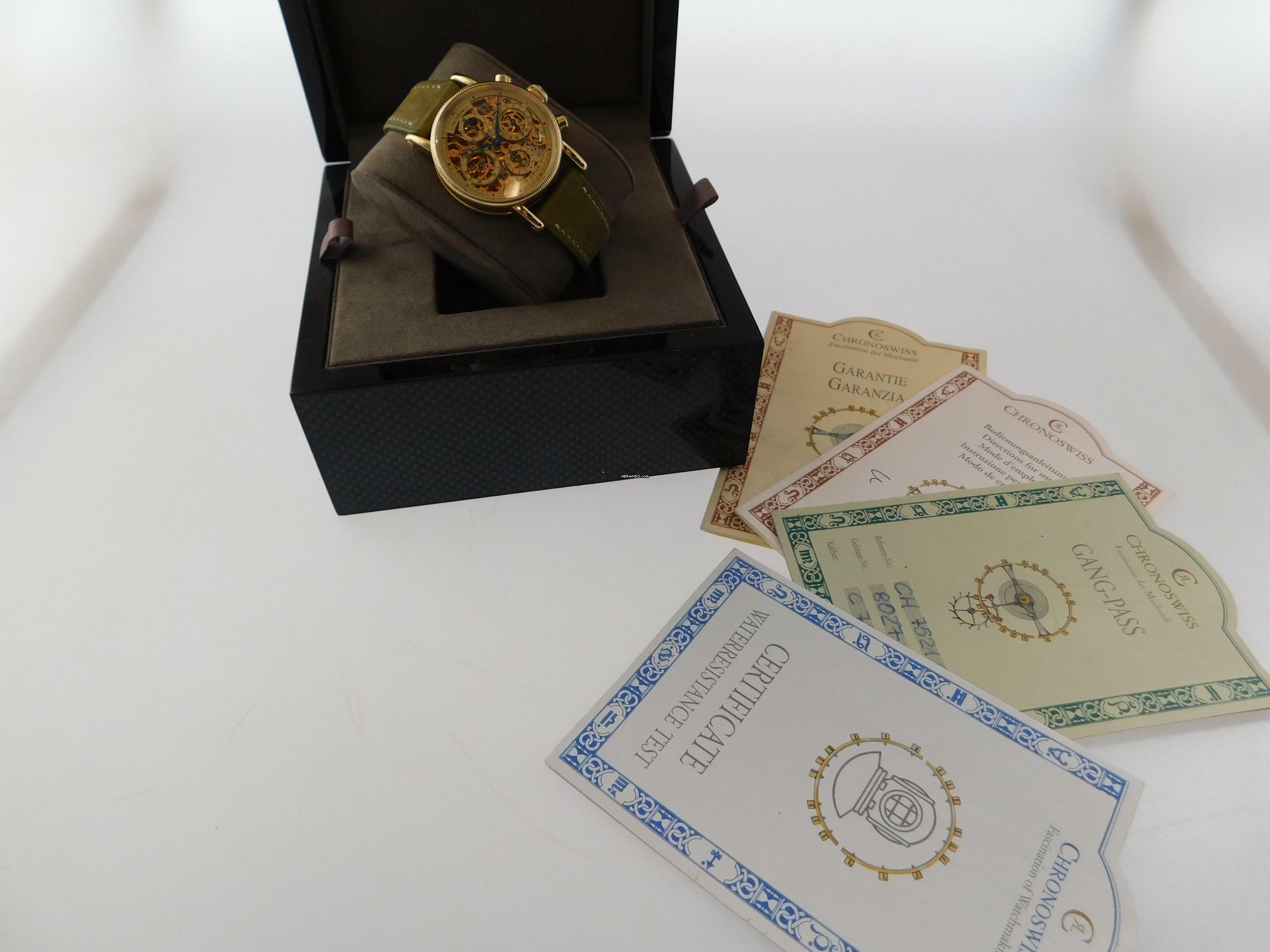 Thumbnail von Chronoswiss Opus Skeleton massiv 18 Karat Gelbgold mit allen Papieren wie Neu Selten Skeletiert original Papiere