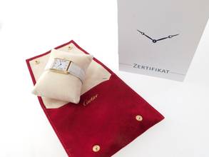 Thumbnail von Cartier Tank Louis Cartier 18 Karat Mid Size mit original Paris Zifferblatt Super Rare Original Cartier Krokoband und Faltschließe 23,5 x 30mm