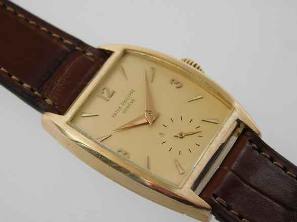  Patek Philippe Gondolo massiv 18 Karat Gelbgold im Top Zustand 27 x 38mm Handaufzug Herrenuhr mit original Schließe 