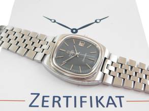 Thumbnail von Omega Seamaster Herrenuhr mit Stahlband schwarzes Zifferblatt von 1977 seltene Seamaster mit dem original Stahlband volle Länge