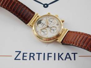 Thumbnail von IWC Da Vinci Chronograph Chrono Mondphase 3736 massiv 18 Kt Gelbgold mit massiv 18 Kt Gelbgold Schließe massiv 18 Kt Gelbgold mit original Krokoband und Schließe