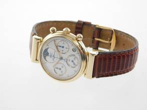 Thumbnail von IWC Da Vinci Chronograph Chrono Mondphase 3736 massiv 18 Kt Gelbgold mit massiv 18 Kt Gelbgold Schließe massiv 18 Kt Gelbgold mit original Krokoband und Schließe