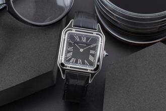 Thumbnail von Cartier Santos Dumont Black Lacquer Handaufzug Herrenuhr Ref. WSSA0046 B&P 2023