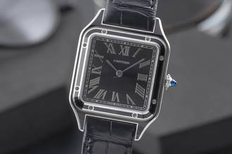 Thumbnail von Cartier Santos Dumont Black Lacquer Handaufzug Herrenuhr Ref. WSSA0046 B&P 2023