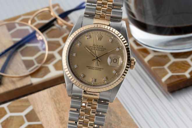  Rolex Datejust 36 Stahl / Gold Diamond Dial Automatik Ref. 16233 