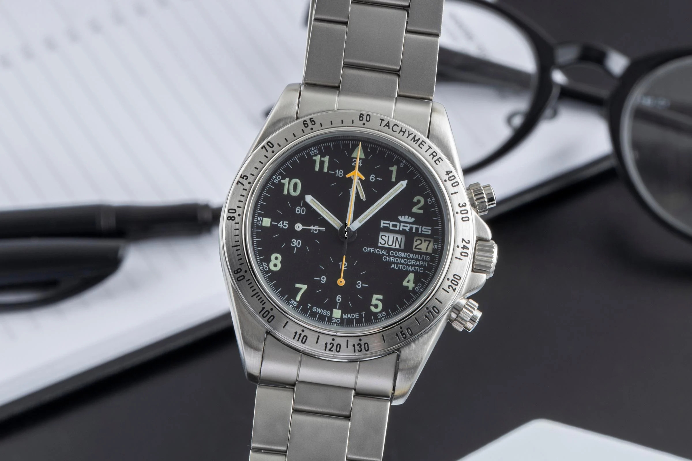  Fortis Cosmonauts Chronograph Lemania 5100 Stahl Herrenuhr Ref. 602.10.142 B&P 